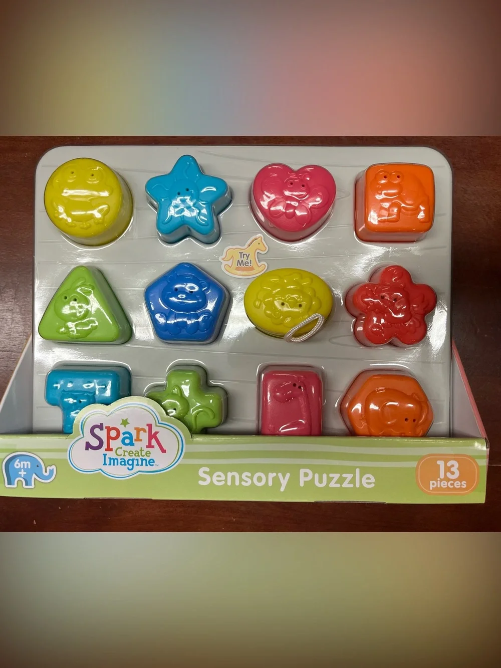 Spark Create Imagine Sensory Shape Puzzle - Blue, Pink, Yellow, Green, Cream